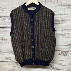 VTG Ireland Wool Sweater Vest Willow Weaver Hand Woven Bunratty Castle Large